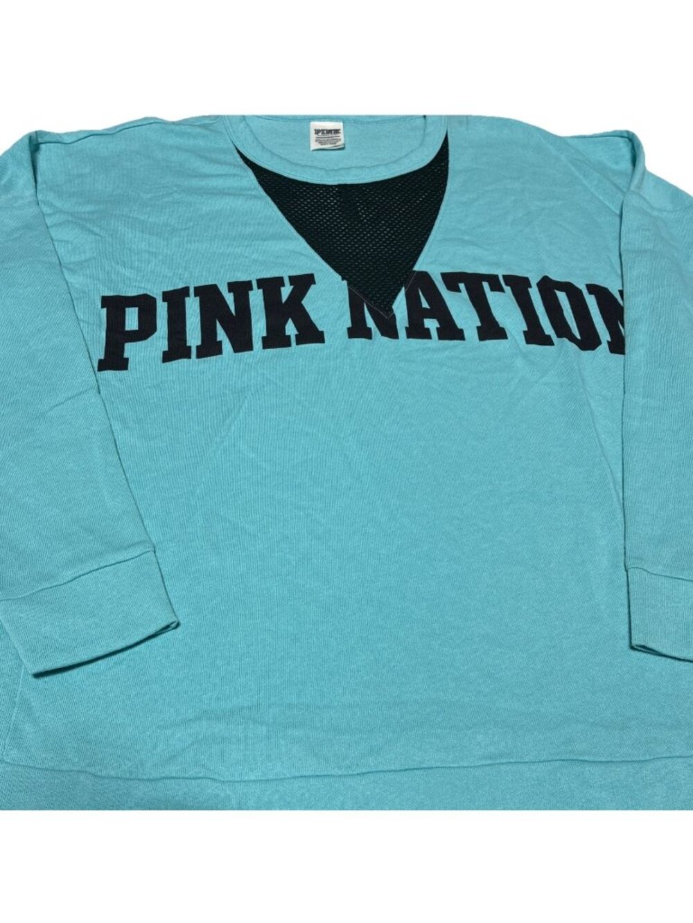 Victoria Secret Pink Campus Mesh XS Aqua Blue Teal Slouchy pullover loose fit
